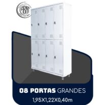 Armário Roupeiro de Aço c/ 08 Portas GRANDES – 1,95×1,22×0,40m – SA – CZ/CZ – 14003 Magazine Office