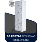 Armário Roupeiro de Aço c/ 08 Portas PEQUENAS 1,95×0,62×0,40m – SA – Cinza – 14002 Magazine Office 7