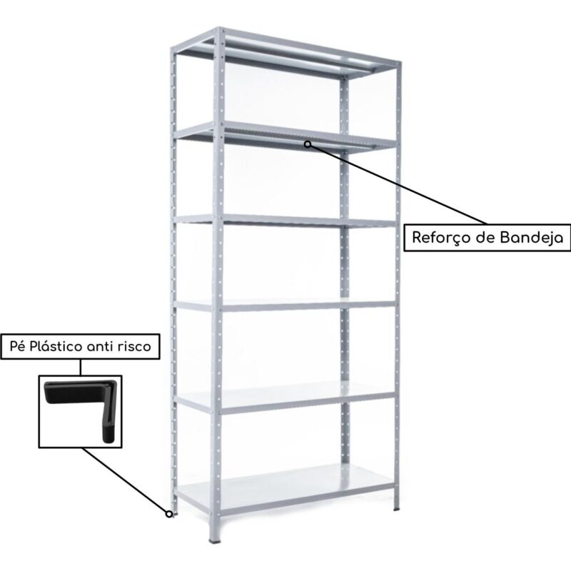 Estante de Aço com 06 Bandejas 40cm (22/18) – 1,98×0,92×0,40m – SA – 11031 Magazine Office 4