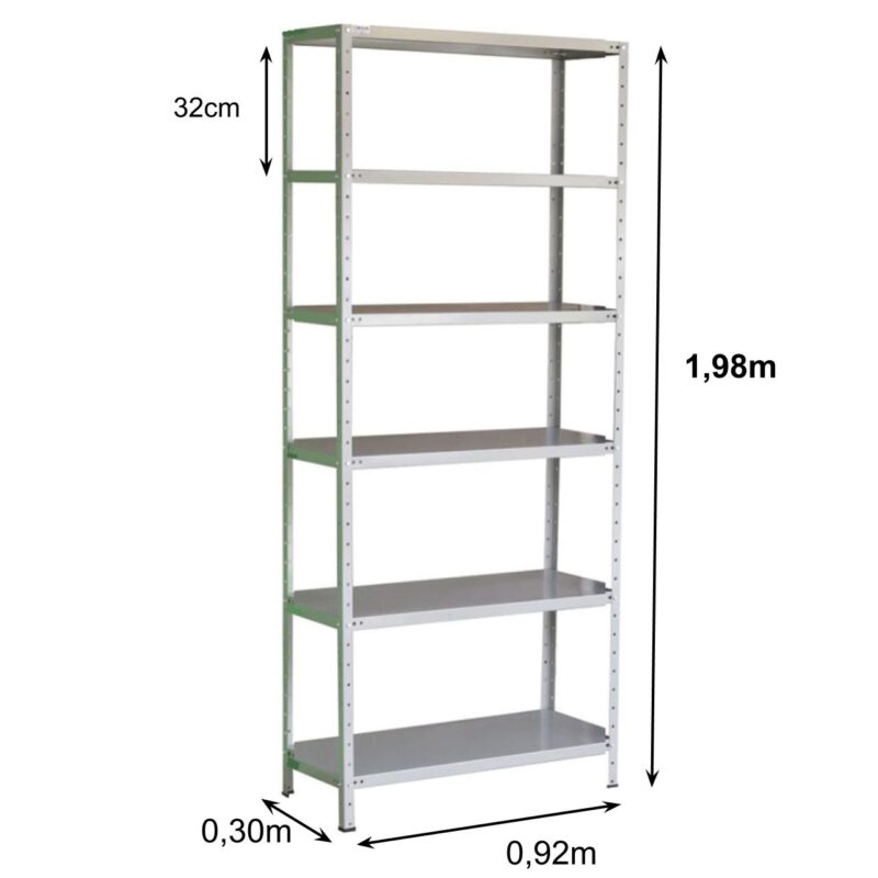 Estante de Aço com 06 Bandejas 30cm (#26/20) – 1,98×0,92×0,30m – SA – 11030 Magazine Office 3