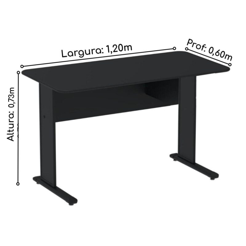 Mesa Escritório 1,20×0,60m c/ Gavetas – Cor Preto – 44090 Magazine Office 4