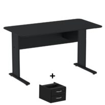 Mesa Escritório 1,50×0,60m c/ Gavetas – Cor Preto – 44093 Magazine Office