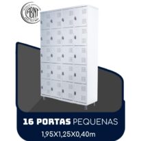 Armário Roupeiro de Aço c/ 16 Portas PEQUENAS – 1,95×1,25×0,40m – SA – CZ/CZ – 14000 Magazine Office