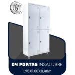 Roupeiro de Aço INSALUBRE com 04 Portas – 1,95×1,00×0,40m – CZ/CZ – SA – 14006 Magazine Office 5