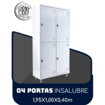 Roupeiro de Aço INSALUBRE com 04 Portas – 1,95×1,00×0,40m – CZ/CZ – SA – 14006 Magazine Office