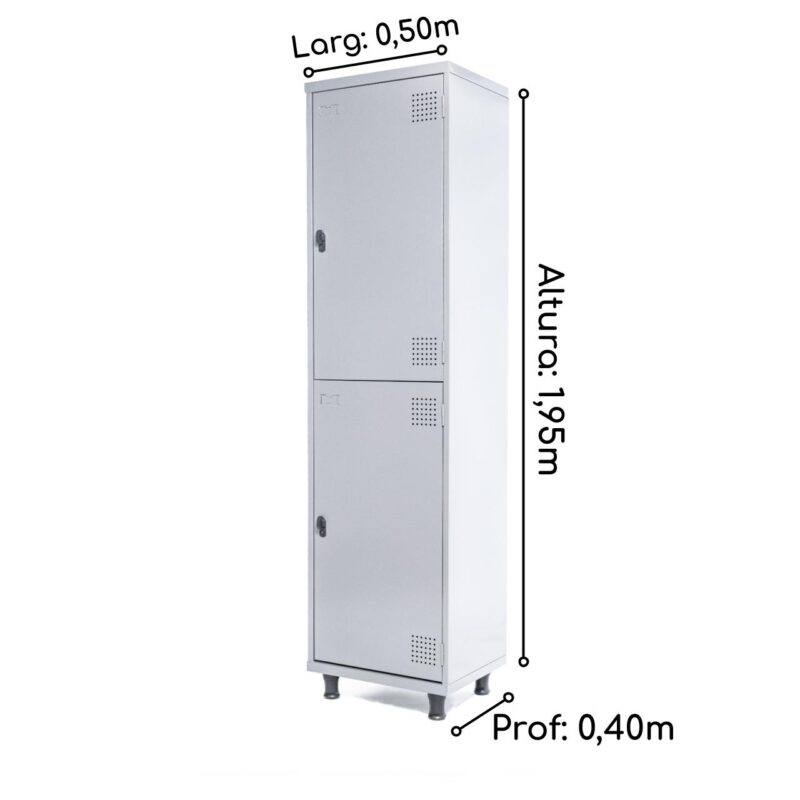 Roupeiro de Aço INSALUBRE c/ 02 Portas – 1,95×0,50×0,40m – CZ/CZ – SA – 14005 Magazine Office 4