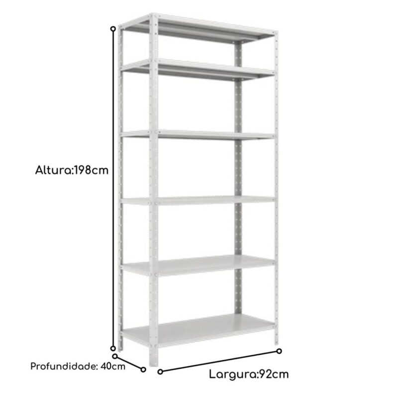 Estante de Aço com 06 Bandejas 40 cm (24/18) – 1,98×0,92×0,40m – SA – 16017 Magazine Office 5