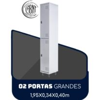 Armário Roupeiro de Aço c/ 02 Portas GRANDES – 1,95×0,34×0,40m – SA – CZ/CZ – 14007 Magazine Office