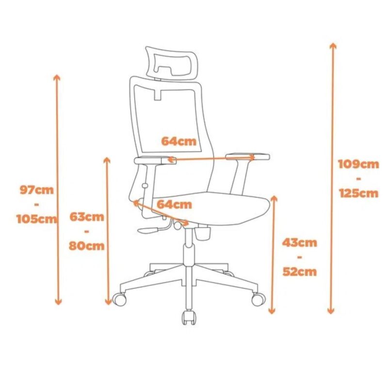 Cadeira para Escritório Presidente TELA VIENA – NR17 – Cor Preto – 30051 Magazine Office 6