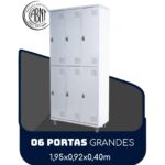 Armário Roupeiro de Aço c/ 06 Portas GRANDES – 1,95×0,92×0,40m – SA – CZ/CZ – 14009 Magazine Office 6