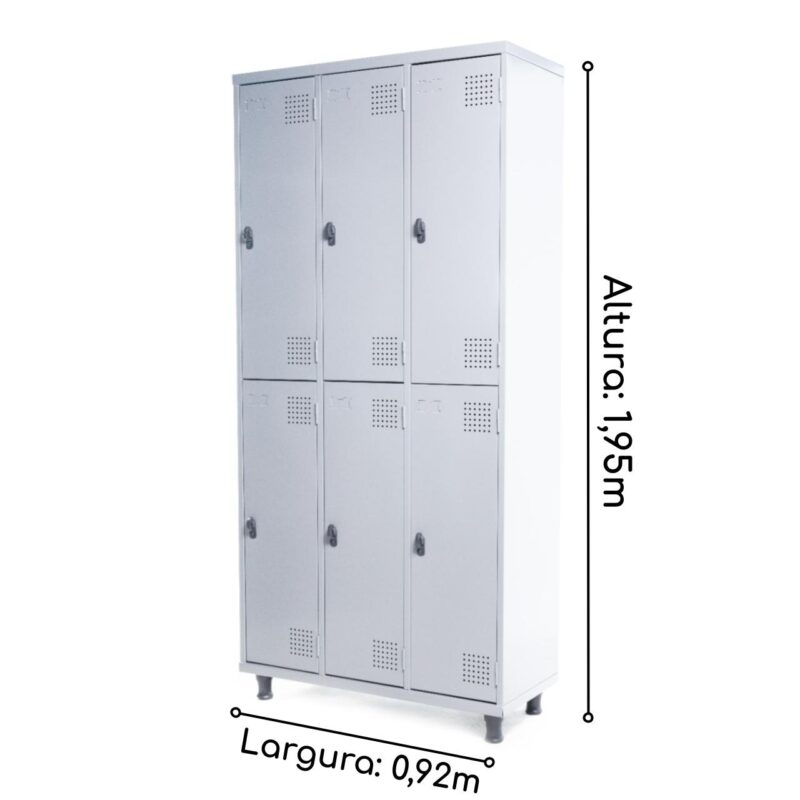 Armário Roupeiro de Aço c/ 06 Portas GRANDES – 1,95×0,92×0,40m – SA – CZ/CZ – 14009 Magazine Office 3