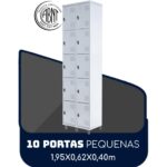 Armário Roupeiro de Aço c/ 10 Portas PEQUENAS – 1,95×0,62×0,40m – SA – CZ/CZ – 14010 Magazine Office 6