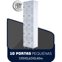 Armário Roupeiro de Aço c/ 10 Portas PEQUENAS – 1,95×0,62×0,40m – SA – CZ/CZ – 14010 Magazine Office