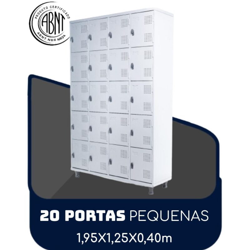 Roupeiro de Aço 20 portas Pequenas – 1,95×1,25×0,40m – CZ/CZ – SA – 14004 Magazine Office 2