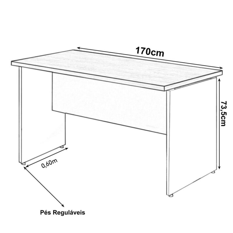 Mesa Escritório 1,70×0,60m – S/ Gavetas MARSALA / PRETO – 23474 Magazine Office 5