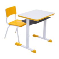 Kit Escolar Individual AMARELO – (Mesa e Cadeira) – JUVENIL – MDF – COR AMARELO – 40094 Magazine Office