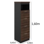 Arquivo 04 Gavetas Pasta Suspensa – 1,60×0,46×0,45m MARSALA / PRETO – 51013 Magazine Office 6