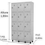 Armário Roupeiro de Aço c/ 12 Portas PEQUENAS – 1,93×1,03×0,40m – CZ/CZ – PANDIN – 10007 Magazine Office 9