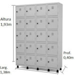 Armário Roupeiro de Aço com 20 Portas Pequenas – 1,93×1,70×0,40m – CZ/CZ – PANDIN – 10009 Magazine Office 10