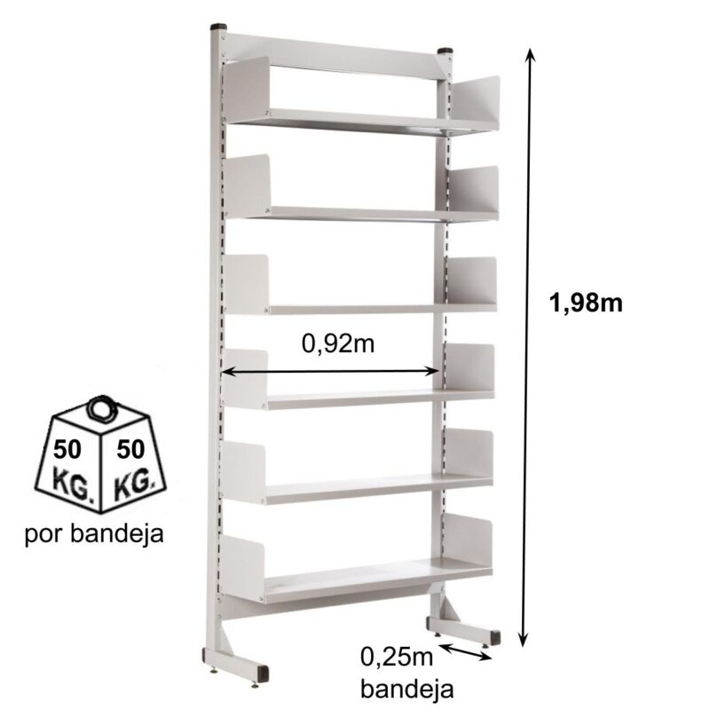 Estante Biblioteca de PAREDE com 06 Bandejas – 1,98×0,92×0,30m – NOBRE – 11108 Magazine Office 3