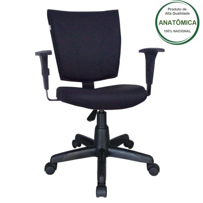 Cadeira B-ONE Giratória com Braços Reguláveis – Cor Preta 31009 Magazine Office 2