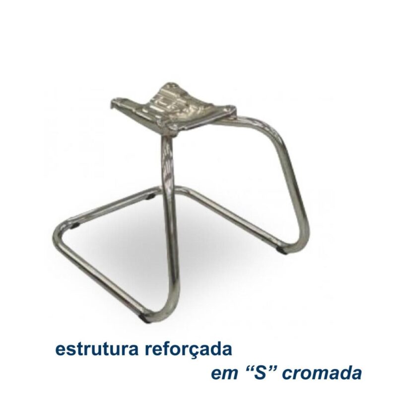 Cadeira Executiva COSTURADA Base em “S” Cromada – Corino Preto 31016 Magazine Office 6