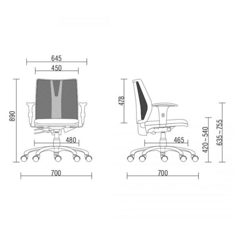 Cadeira De Escritório ADDIT EXECUTIVA Tela – Cor Preta 33000 Magazine Office 6