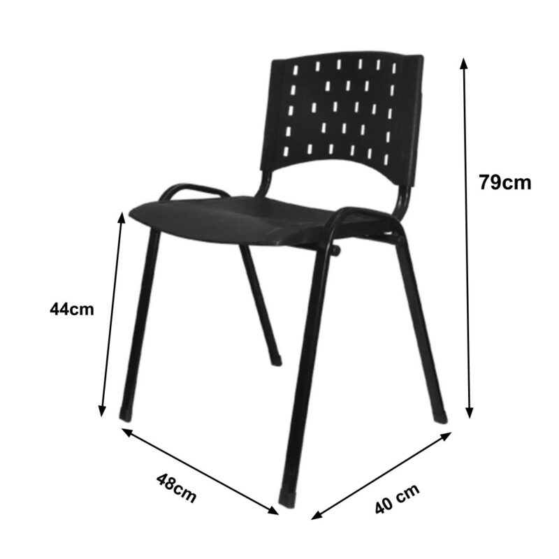 Cadeira Plástica 04 pés Plástico Preto (Polipropileno) – 31201 Magazine Office 3