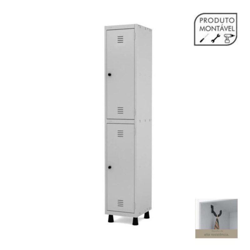 Armário Roupeiro de Aço com 02 PORTAS GRANDES – 1,93×0,34×0,40m – CZ/CZ – PANDIN – 10001 Magazine Office 4