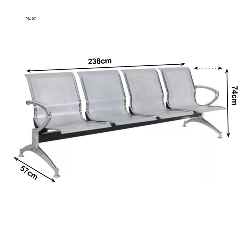 Longarina AEROPORTO com 04 Lugares – Cor Cromada 33109 Magazine Office 3