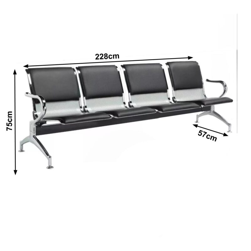 Longarina AEROPORTO ESTOFADA com 04 Lugares – Cor Cromada 33112 Magazine Office 3