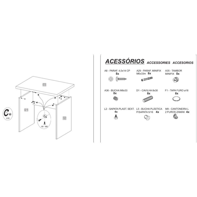 Mesa de Escritório com Gavetas 1,20×0,60m NOGAL SEVILHA/PRETO – 21471 Magazine Office 8