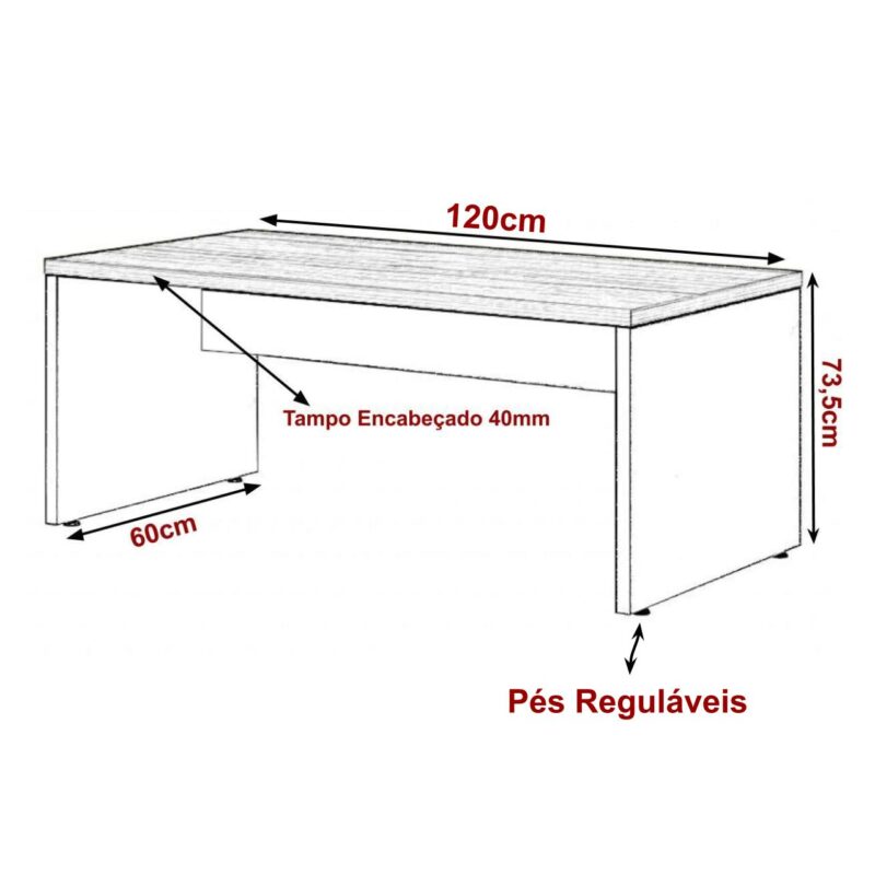 Mesa de Escritório 1,20×0,60m S/ Gaveta NOGAL SEVILHA 21469 Magazine Office 3