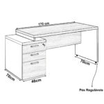 Mesa PEDESTAL RETA (03 Gav.) – 1,92X0,70m NOGAL SEVILHA/PRETO – 21405 Magazine Office 8