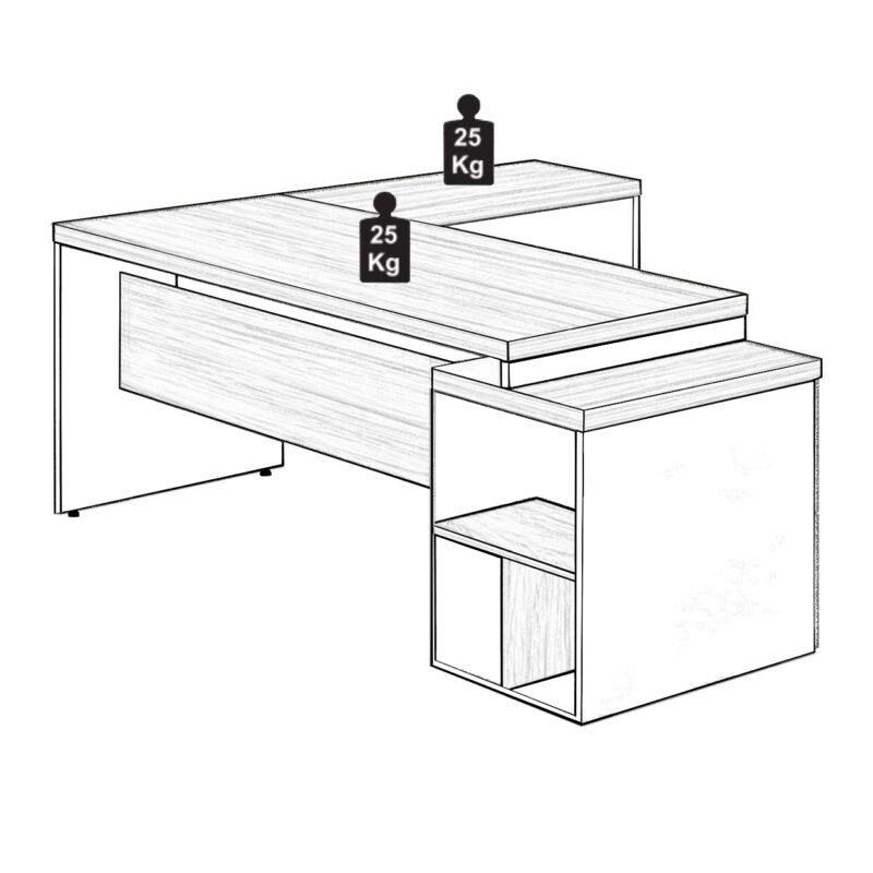 Mesa PEDESTAL com “L” – 1,92×1,60m NOGAL SEVILHA/PRETO – 21406 Magazine Office 4