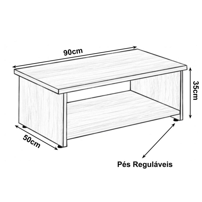 Mesa de Centro 0,90×0,50×0,35m – Nogal Sevilha 21431 Magazine Office 3