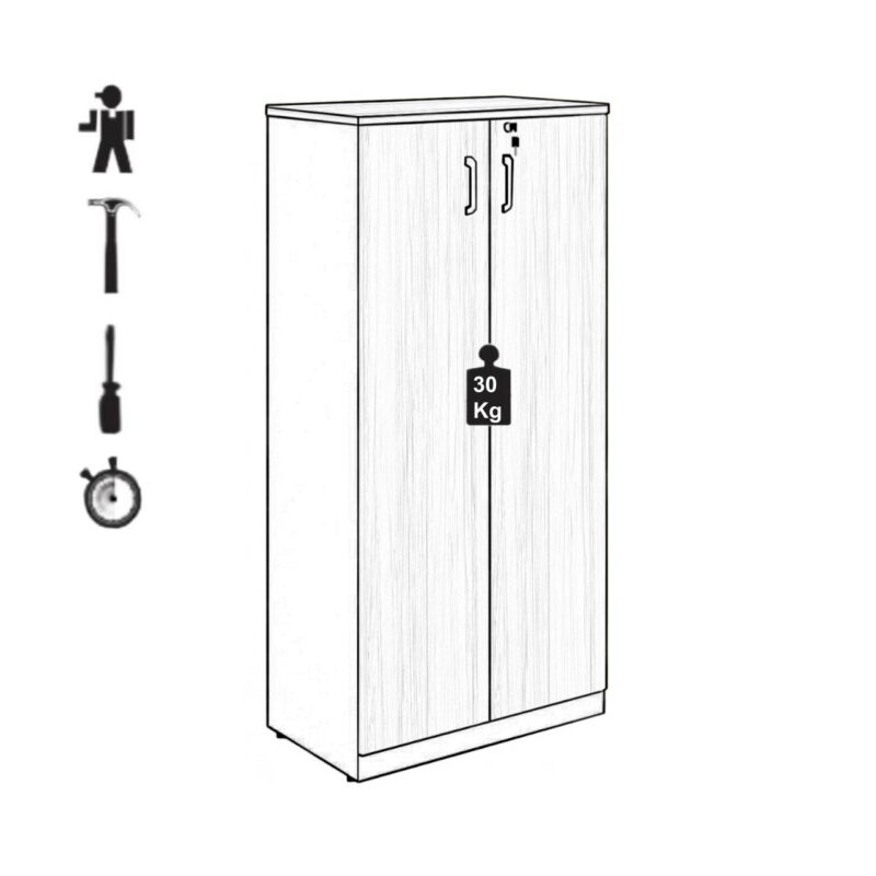 Armário Alto Fechado com 02 Portas – 1,61×0,80×0,45m NOGAL SEVILHA/PRETO – 21414 Magazine Office 4