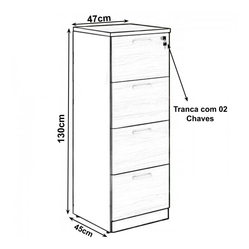 Arquivo 04 Gavetas Pasta Suspensa – 1,28×0,46×0,45m NOGAL SEVILHA/PRETO – 21410 Magazine Office 3