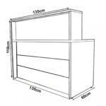 Balcão de Atendimento 1.35×1,13×0,60m – C/ 02 Gavetas NOGAL SEVILHA / PRETO – 63082 Magazine Office 7