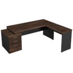 Mesa PEDESTAL com MESA AUXILIAR 1,92×1,60m – Marsala/Preto – 23484 Magazine Office 8