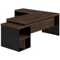 Mesa PEDESTAL com MESA AUXILIAR 1,92×1,60m – Marsala/Preto – 23484 Magazine Office