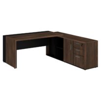 Mesa PRESIDENTE c/ Armário Pedestal – 1,82×1,80m MARSALA / PRETO – 23483 Magazine Office