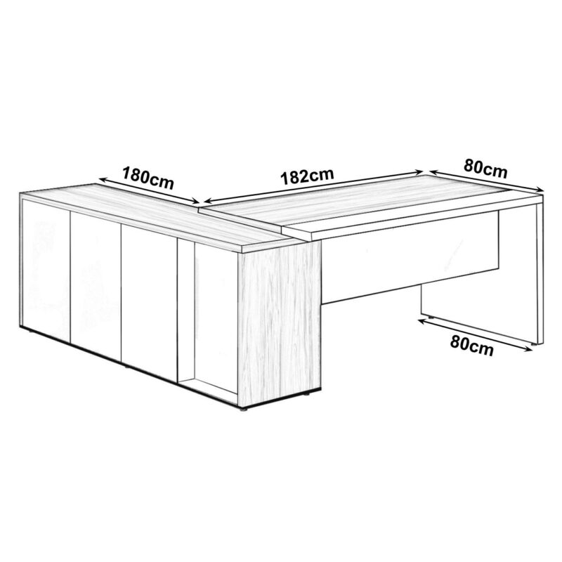 Mesa PRESIDENTE c/ Armário Pedestal – 1,82×1,80m MARSALA / PRETO – 23483 Magazine Office 4