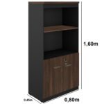 Armário Alto SEMI-ABERTO com 02 Portas – 1,60×0,80×0,45m MARSALA / PRETO – 51014 Magazine Office 9