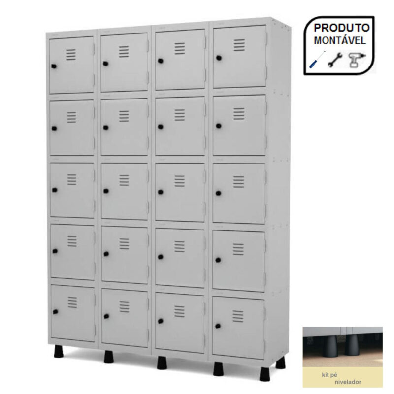 Armário Roupeiro de Aço com 20 Portas Pequenas – 1,93×1,70×0,40m – CZ/CZ – PANDIN – 10009 Magazine Office 8