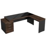 Mesa PEDESTAL VIDRO FUMÊ com MESA AUXILIAR – 1,92×1,60m MARSALA / PRETO – 23486 Magazine Office 9