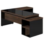 Mesa PEDESTAL VIDRO FUMÊ com MESA AUXILIAR – 1,92×1,60m MARSALA / PRETO – 23486 Magazine Office 8