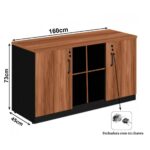 Armário Baixo GOLD Credenza ESPECIAL – 1,60×0,72×0,45m NOGALSEVILHA / PRETO – 23502 Magazine Office 6