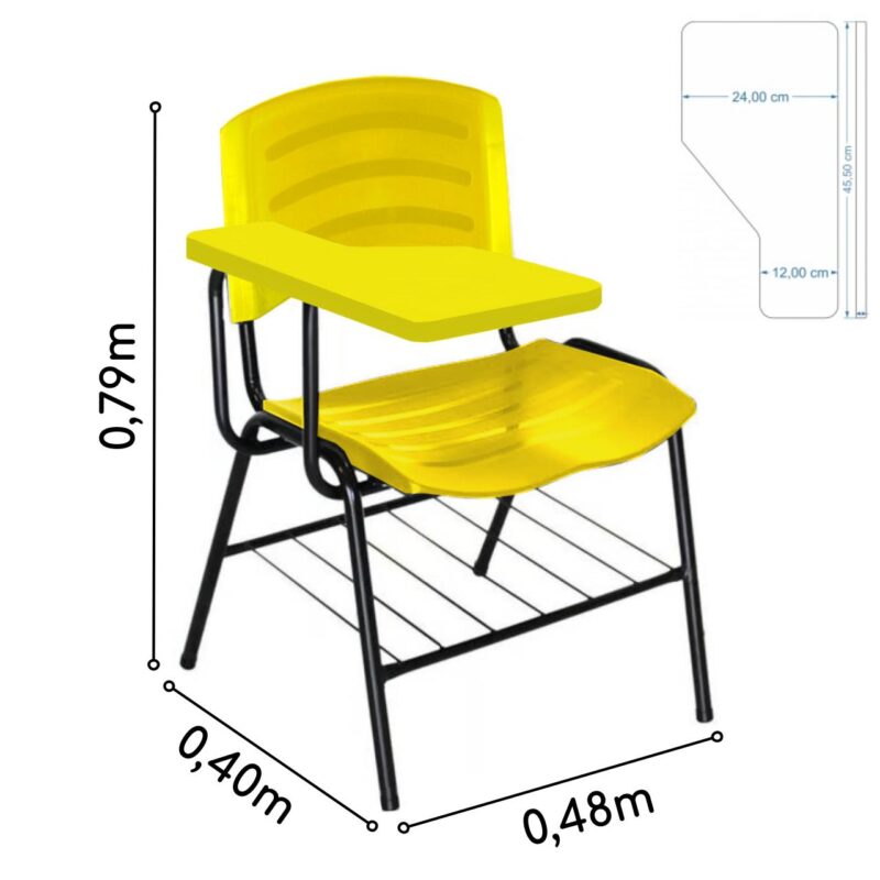 Cadeira Universitária Plástica com Prancheta PLÁSTICA – COR AMARELO 34025 Magazine Office 5