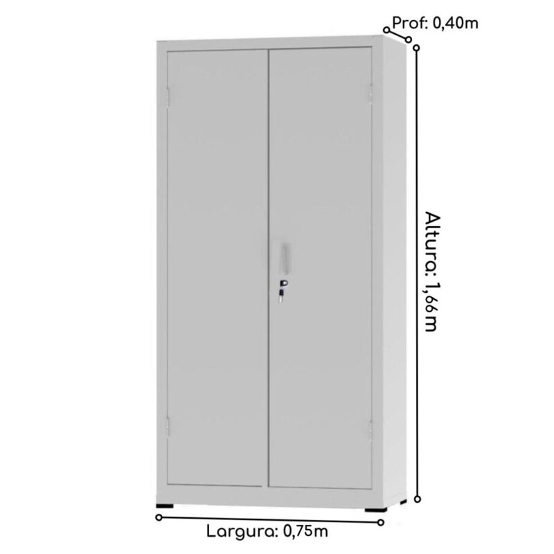 Armário de Aço c/ 02 portas – PA 75 – 1,66×0,75×0,32m – CHAPA # 26 – NOBRE – 12121 Magazine Office 3